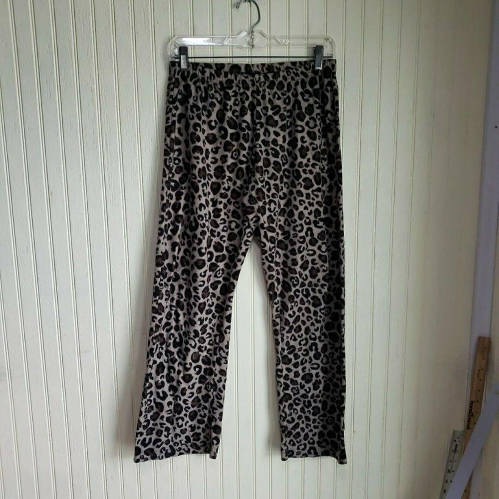 Mix & Co. Pajama Pants Womens Small Brown Leopard Print Fleece Sleepwear